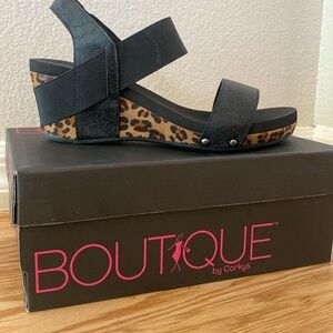 Boutique By Corkys wedge Bandid Black/Leopard size 10